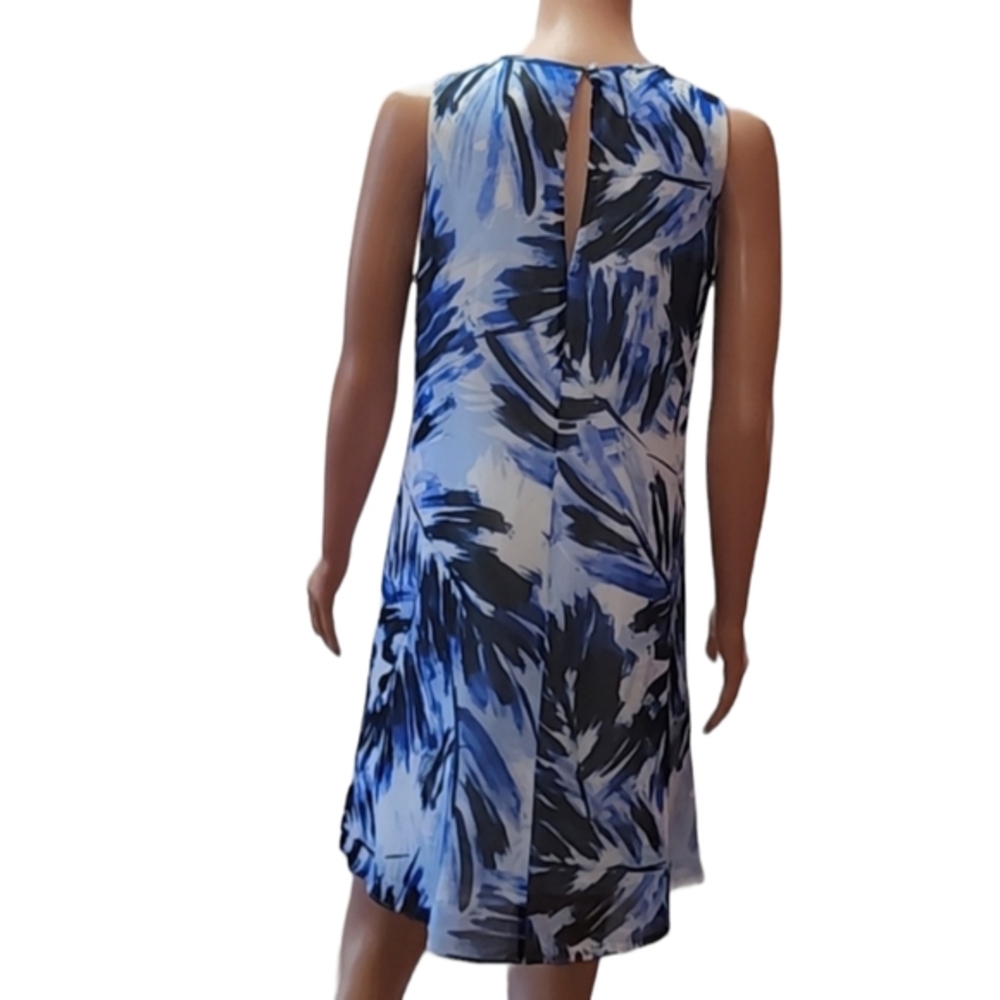 Calvin Klein Women Blue/White‎ Dress Size 6  Medium Sleeveless Abstract Lined - Picture 6 of 9